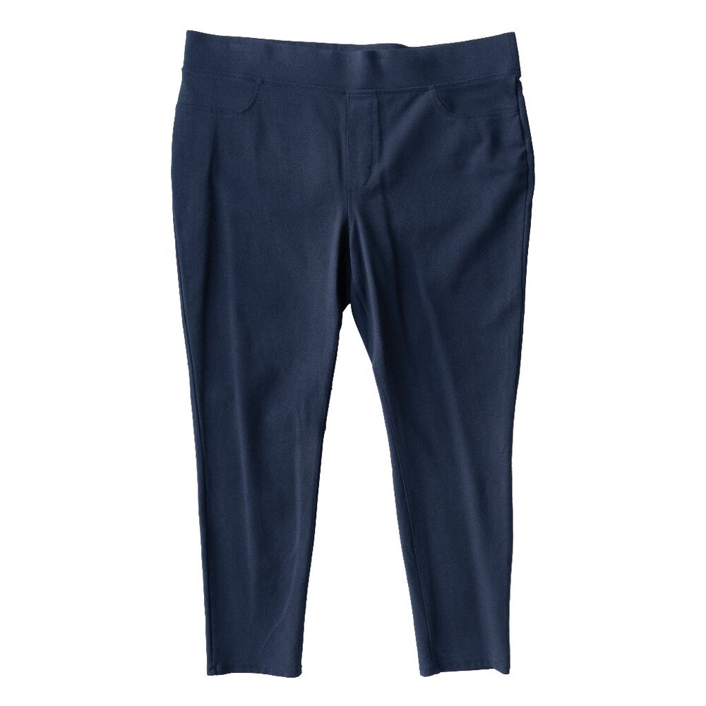 St Johns Bay Leggings navy Blue Stretch Minimal Scandi Wide Waist Pull On Pant